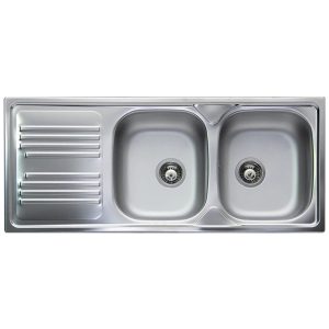 Inox Piave - Double bowl sink - left (190x70/60x50) - Made in Italy