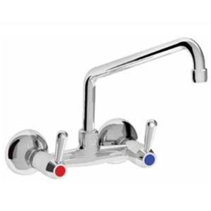 00412300 Two Holes Wall Mounted Mixer Tap with 1/4 Turn Handles upper outlet