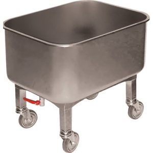 Inox Piave - Bowl with wheels 750x600x800 mm - Made in Italy